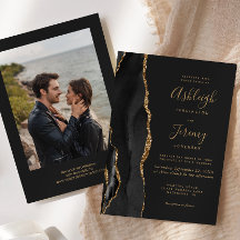 Moderne schwarze Gold-Achat-Foto-Dunkle Hochzeit