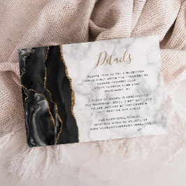 Moderne schwarze Gold-Achat-Marmor-Hochzeitsdetail Begleitkarte