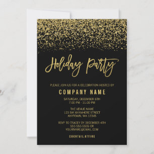 Moderne schwarze Gold-Faux-Glitter-Feier zur Weihn Einladung
