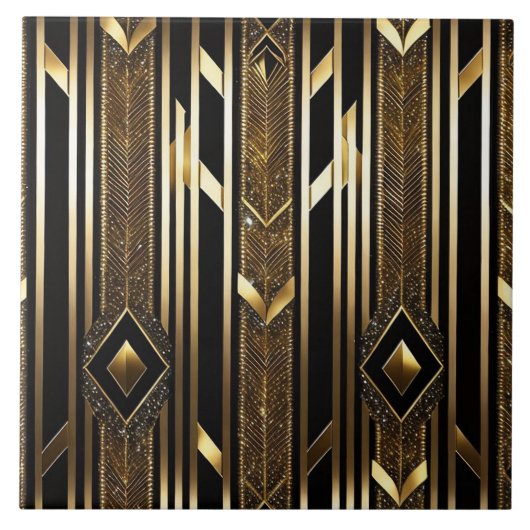 Moderne Schwarze Gold Fliese (Vorderseite)