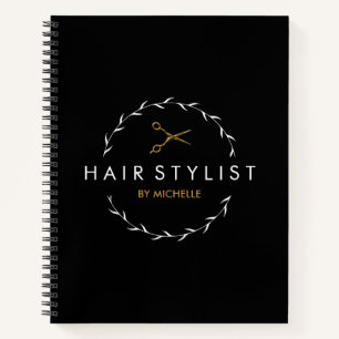 Moderne schwarze Gold-Friseurin Notizblock