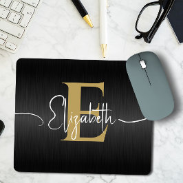 Moderne Schwarze Gold Mit Monogramm Girly Elegante Mousepad