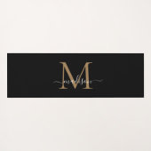 Moderne Schwarze Gold Monogram Elegante Feminine S Yogamatte (Rückseite (Horizontal))