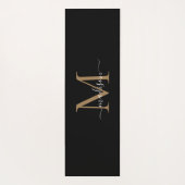 Moderne Schwarze Gold Monogram Elegante Feminine S Yogamatte (Rückseite)