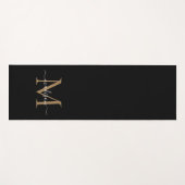Moderne Schwarze Gold Monogram Elegante Feminine S Yogamatte (Vorderseite (Horizontal))