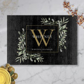 Moderne Schwarze Gold Monogram Moderne Vegetation Schneidebrett