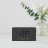Moderne Schwarze Gold Monogram Rundung Ecke Visitenkarte (Stehend Vorderseite)