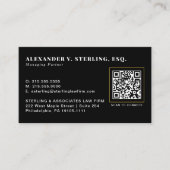 Moderne schwarze Gold-QR-Code-Luxus-Professionell Visitenkarte (Vorderseite)