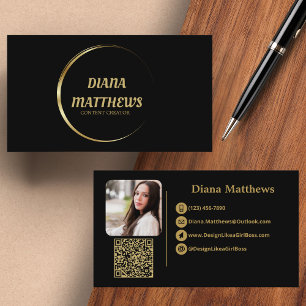 Moderne schwarze Gold, QR-Code Professionelles Fot Visitenkarte