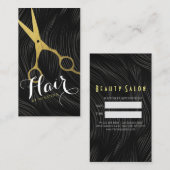 Moderne Schwarze Gold Schere Friseur Friseursalon Terminkarte (Vorne/Hinten)