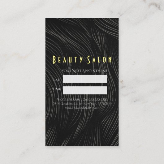 Moderne Schwarze Gold Schere Friseur Friseursalon Terminkarte (Rückseite)