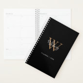 Moderne schwarze Gold-Schriftzug-Name Monogramm 20 Planer (Anzeige)