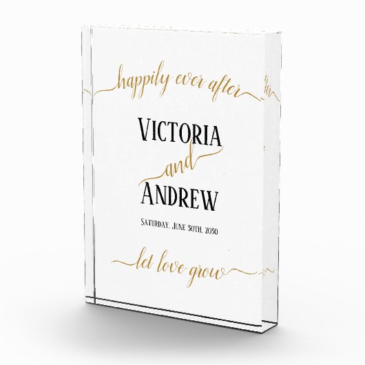 Moderne Schwarze Gold Script Minimal Hochzeit Fotoblock (Rechts)