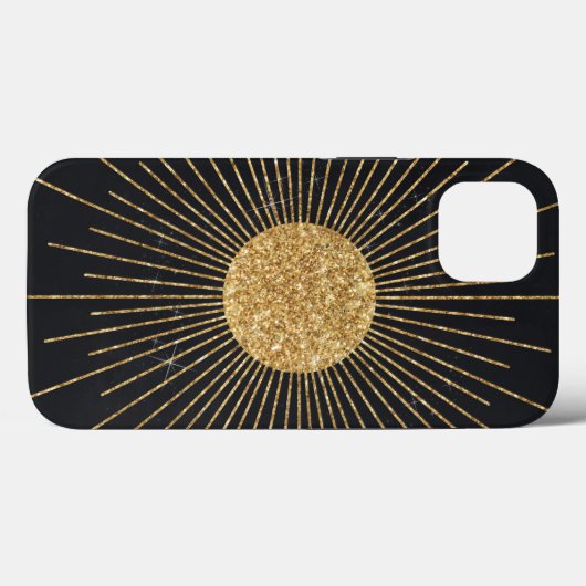 Moderne schwarze Gold-Shinting-Sonne Case-Mate iPhone Hülle (Rückseite (Horizontal))