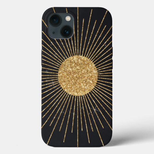 Moderne schwarze Gold-Shinting-Sonne Case-Mate iPhone Hülle (Rückseite)