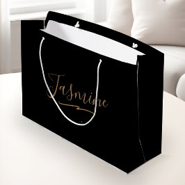 Moderne schwarze Gold-weibliche Schreibschrift Große Geschenktüte