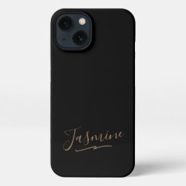 Moderne schwarze Gold-weibliche Schreibschrift iPhone 13 Hülle