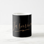 Moderne schwarze Gold-weibliche Schreibschrift Kaffeetasse (Mittel)