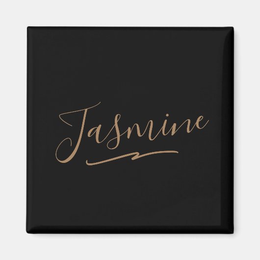 Moderne schwarze Gold-weibliche Schreibschrift Magnet (Vorne)