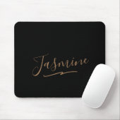 Moderne schwarze Gold-weibliche Schreibschrift Mousepad (Mit Mouse)