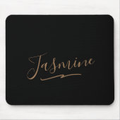 Moderne schwarze Gold-weibliche Schreibschrift Mousepad (Vorne)
