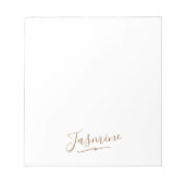 Moderne schwarze Gold-weibliche Schreibschrift Notizblock (Vorderseite)