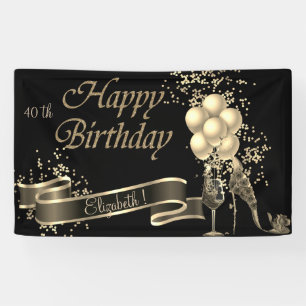 Moderne schwarze Goldballons, Glas, Absatz Banner