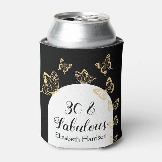 Moderne Schwarze Goldbarren Schmetterlinge fabelha Dosenkühler (Kanne Vorderseite)