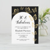 Moderne Schwarze Goldbarren Schmetterlinge fabelha Einladung (Stehend Vorderseite)