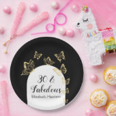 Moderne Schwarze Goldbarren Schmetterlinge fabelha Pappteller (Party)