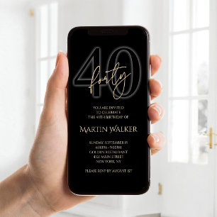 Moderne Schwarze Goldene 40. Geburtstags-Mobile Ei Ankündigung