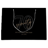 Moderne Schwarze Goldene 70. Geburtstag Große Geschenktüte (Vorderseite)
