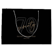 Moderne Schwarze Goldene 70. Geburtstag Große Geschenktüte (Rückseite)