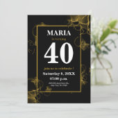 Moderne schwarze goldene Acrylfarbe Einladung (Stehend Vorderseite)