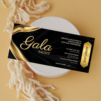 Moderne schwarze goldene editierbare Geschäftsgala Einladung
