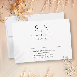 Moderne schwarze goldene minimalistische Monogramm RSVP Karte