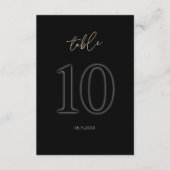 Moderne Schwarze Goldene Tischnummer 10 | Minimali (Vorderseite)