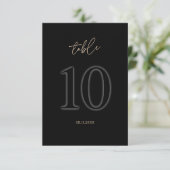Moderne Schwarze Goldene Tischnummer 10 | Minimali (Stehend Vorderseite)