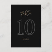Moderne Schwarze Goldene Tischnummer 10 | Minimali (Rückseite)