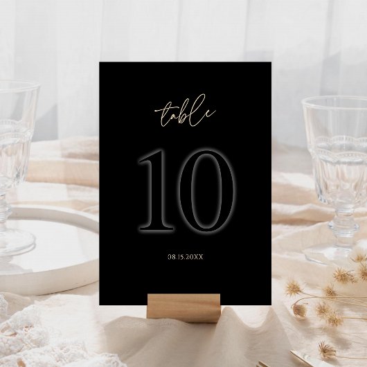 Moderne Schwarze Goldene Tischnummer 10 | Minimali