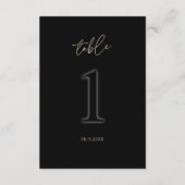 Moderne Schwarze Goldene Tischnummer 1 Minimalisti (Vorderseite)