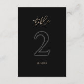Moderne Schwarze Goldene Tischnummer 2 Minimalisti (Rückseite)