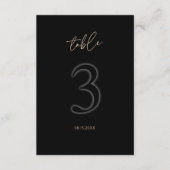 Moderne Schwarze Goldene Tischnummer 3 Minimalisti (Vorderseite)