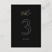 Moderne Schwarze Goldene Tischnummer 3 Minimalisti (Rückseite)