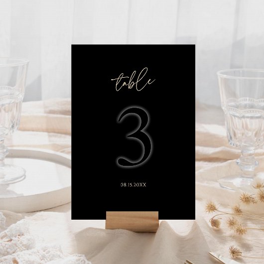 Moderne Schwarze Goldene Tischnummer 3 Minimalisti