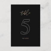 Moderne Schwarze Goldene Tischnummer 5 Minimalisti (Vorderseite)