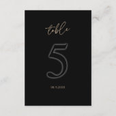 Moderne Schwarze Goldene Tischnummer 5 Minimalisti (Rückseite)
