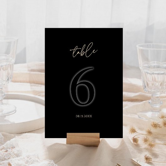 Moderne Schwarze Goldene Tischnummer 6 Minimalisti
