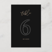 Moderne Schwarze Goldene Tischnummer 6 Minimalisti (Vorderseite)