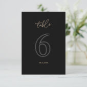 Moderne Schwarze Goldene Tischnummer 6 Minimalisti (Stehend Vorderseite)